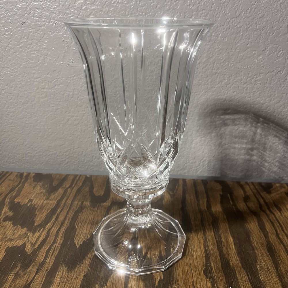 Vintage Lead Crystal Hurricane Candle Holder 2 Pieces 12 Inches Tall