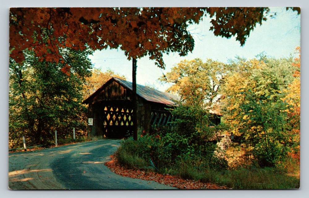 Winchester New Hampshire Covered Bridge At Ashuelot River VINTAGE Postcard
