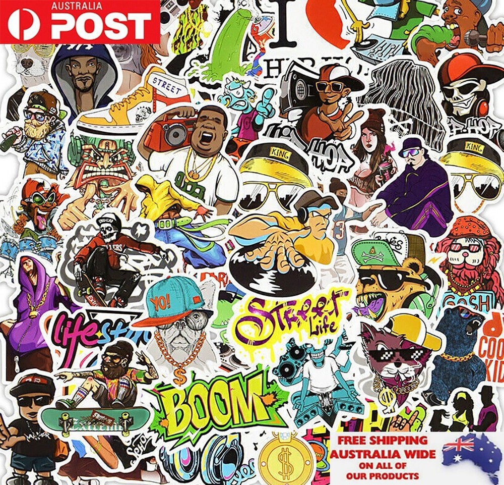 50pcs DJ Rapper Hip Hop Sticker Pack Waterproof Graffiti Phone Laptop Decal Gift
