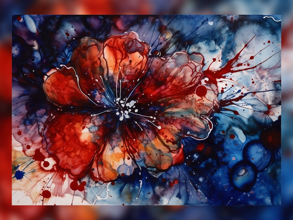 Bold Abstract Floral Watercolor Art Print - 5x7 Inches on Premium Matte Paper