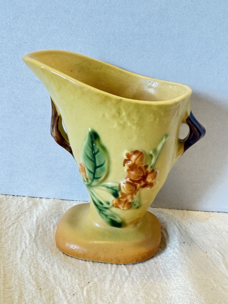 Roseville Bittersweet Yellow 1951 Vintage Art Pottery Vase/Planter 872-5 Chip