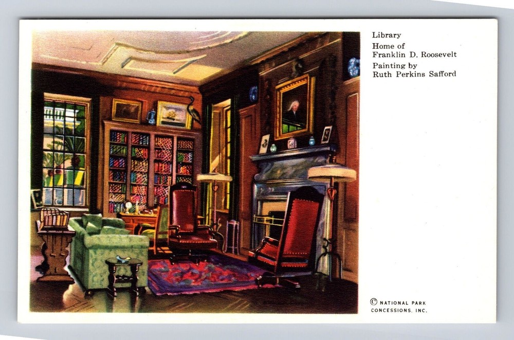 Hyde Park NY- New York, Library Of Franklin D Roosevelt Vintage Postcard
