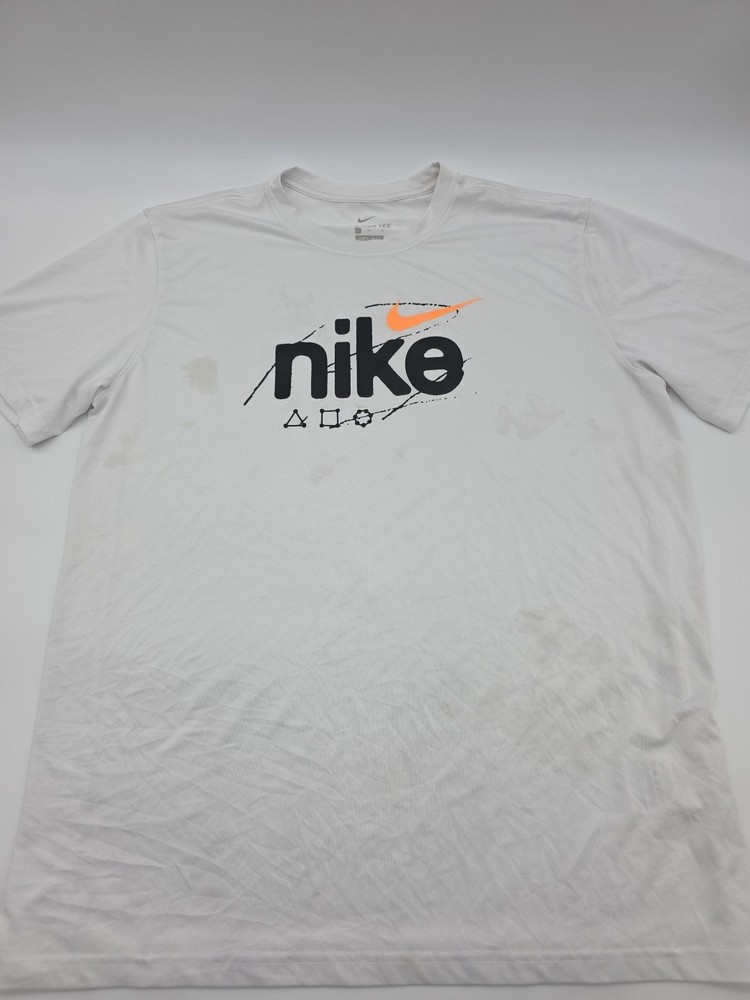 Nike Dri Tee Swoosh T-shirt Men Large White Tee.#45094