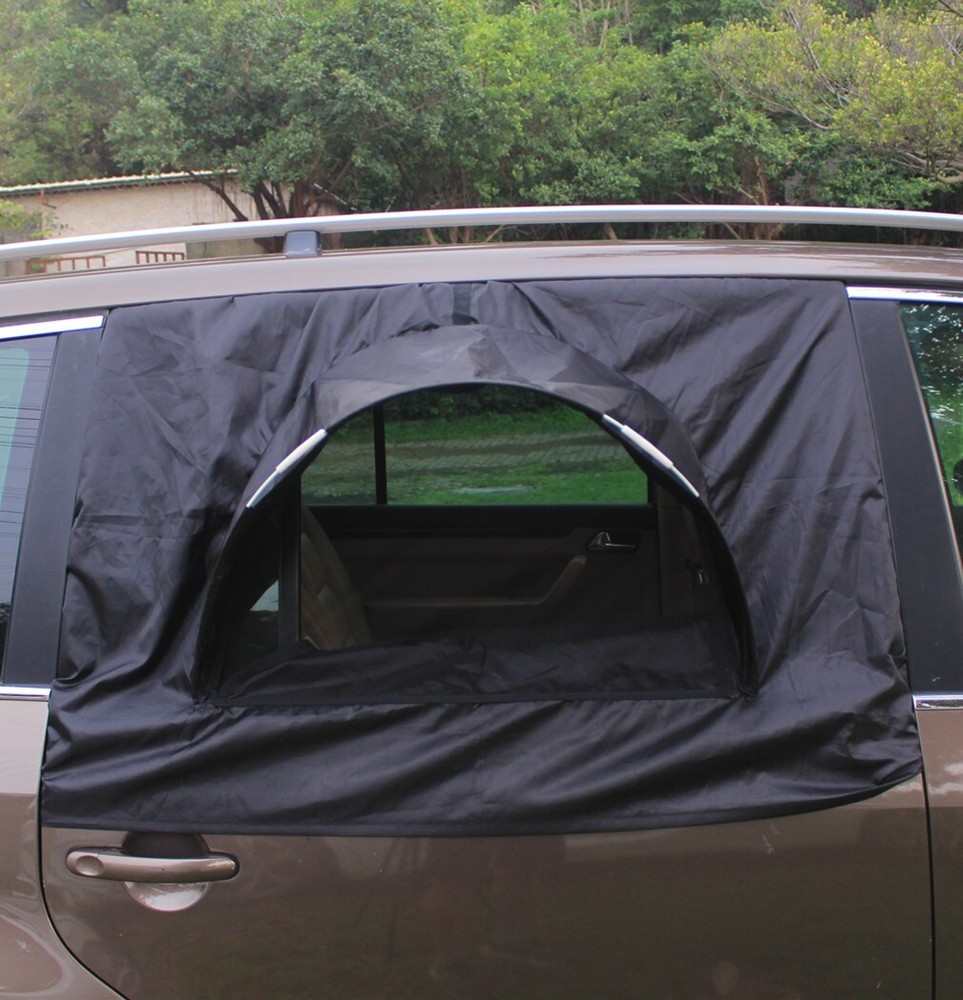 SUV Camping Tent Sun Shade Cover w Screen Mesh Sleep in Car Airflow in Bugs out