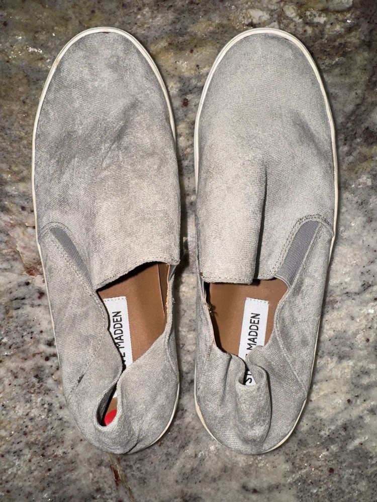 Steve Madden Shoes Womens 10 Fayna Loafers Sneakers Comfort Gray Suede Slip On