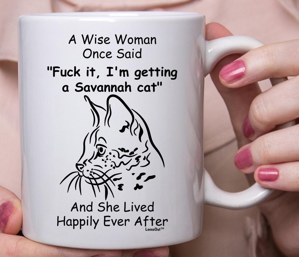 Funny Savannah Cat Gift For Women White Coffee Mug
