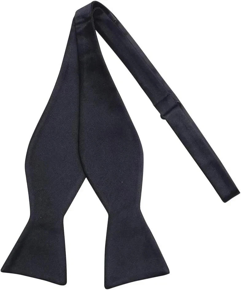 100% Silk Mens Bowtie Self Tie Bow Tuxedo Wedding Solid Black