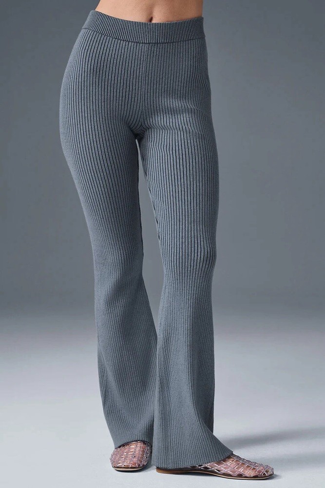 Alo Yoga Blue Steel Denim High Waist Flare Pants Medium