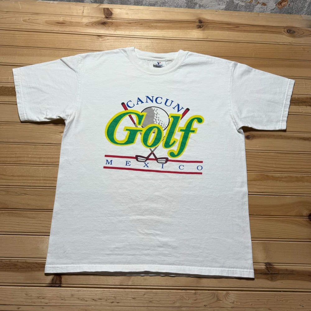 Vintage Y2K Cancun Mexico Golf Sports Retro Graphic Souvenir T-Shirt Men's Large