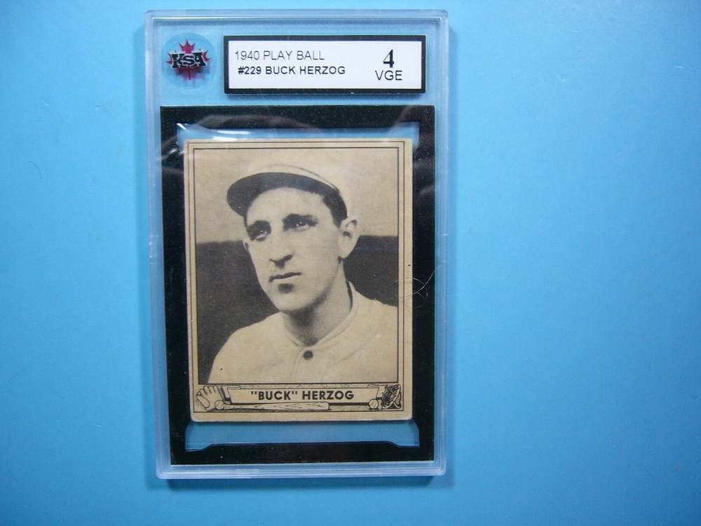 1940 Play Ball Gum MLB Baseball Card #229 Buck Herzog KSA 4 VG/EX Condition