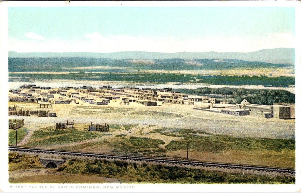 Pueblo of SANTO DOMINGO, New Mexico Postcard - Fred Harvey