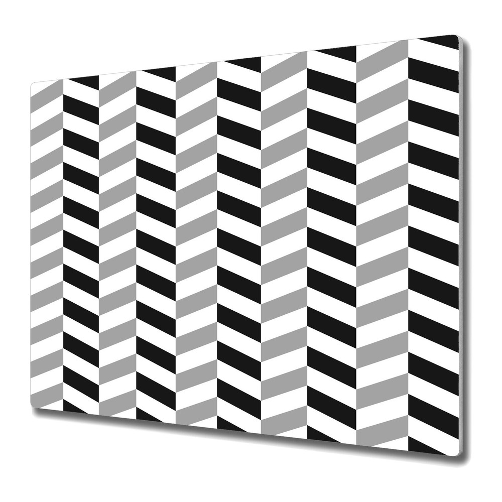 Glass Surface Protector Worktop saver Herringbone Black and White Modern 60x52