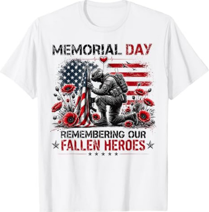 Memorial Day Remembering Our Fallen Heroes Patriotic Us Flag T-Shirt