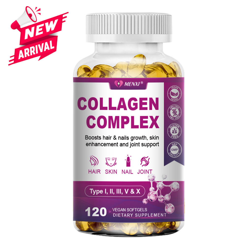Hydrolyzed Collagen Complex 120 Capsules Anti-Aging Support Types I II III V X