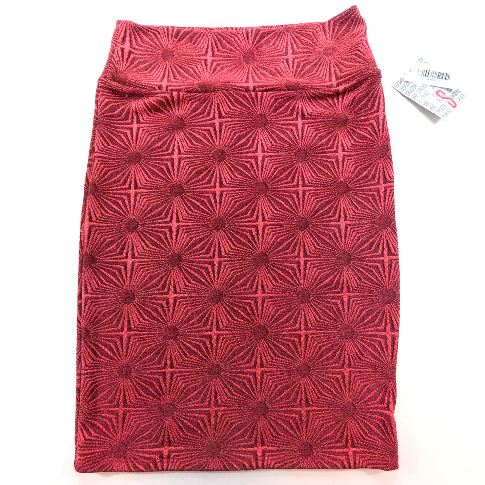NWT LuLaRoe Cassie Skirt Small Red Textured Starburst Pencil Knit Stretch