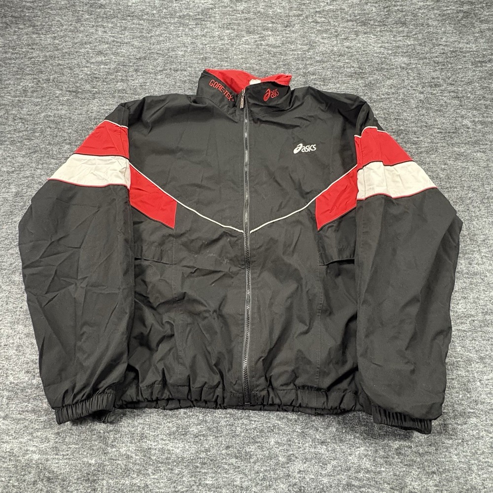 Vtg Asics Gore-Tex Jacket Men’s XL Black Red Full Zip Windbreaker