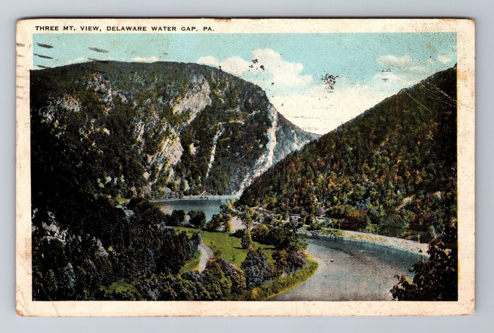 Delaware Water Gap PA-Pennsylvania, Three Mt. View, Antique Vintage Postcard