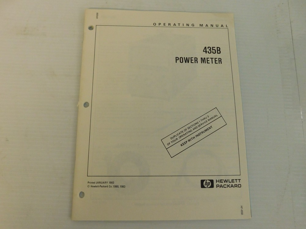 Hewlett Packard 435B Power Meter Operating Manual (Lsm130)