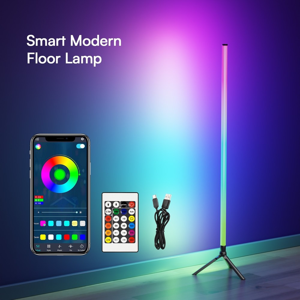 2Pack LED Floor Lamp, Corner Light Lamp RGB with App and Remote Control