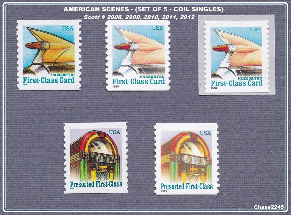 Scott #2908-2912 American Scenes 1995-96 MNH Set of 5 Coil Singles