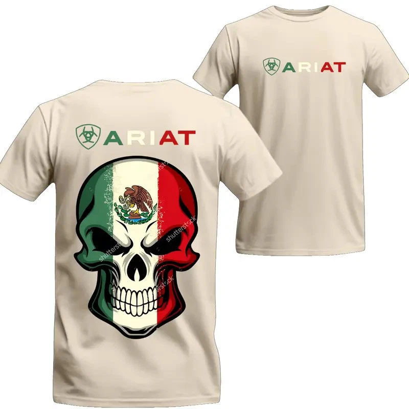 Ariat T-Shirt – Ariat Mexican Skull Flag Tee – Unisex, Relaxed Fit