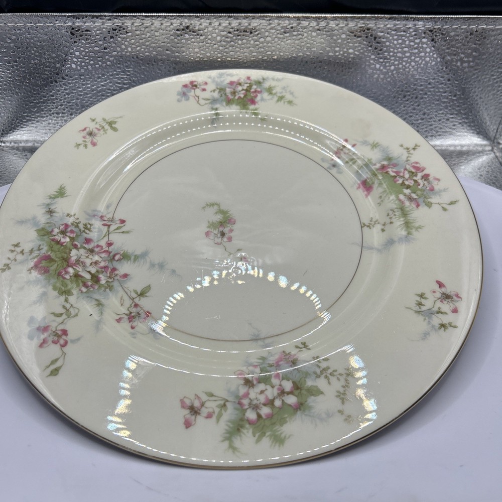 Apple Blossom by Haviland Dinner Plate New York Pink Flowers Cream Gold Rim