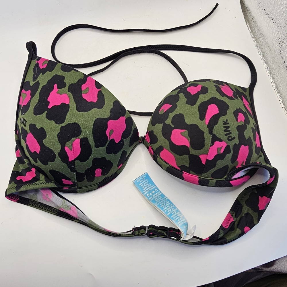 WOMEN VICTORIA'S SECRET PINK BIKINI TOP  SIZE Small Camo Green Black Pink