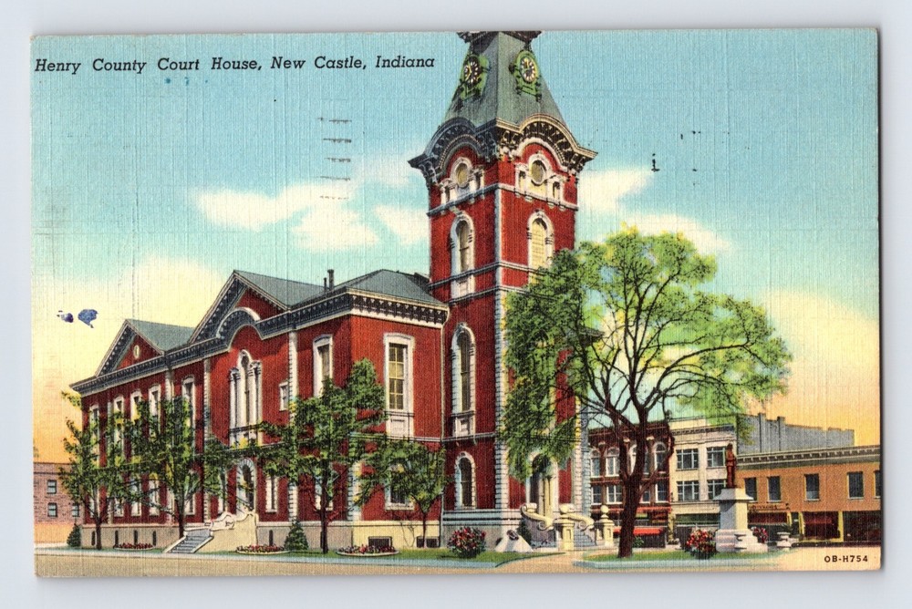 Postcard Indiana New Castle IN Court House Henry County 1948 Posted Linen