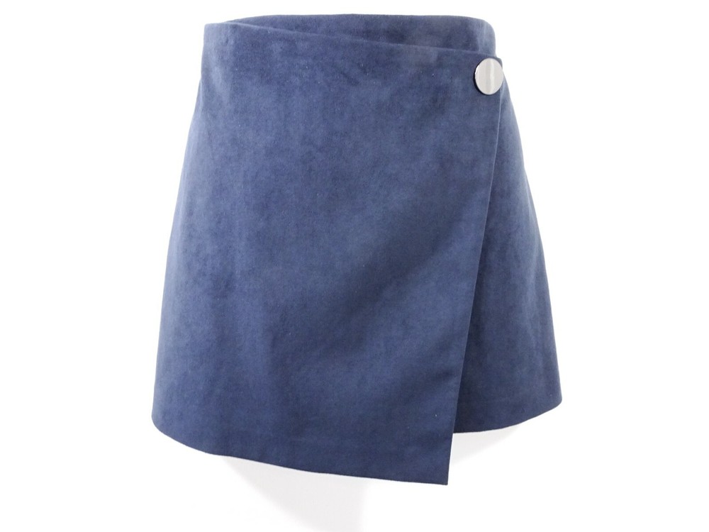 Theory Women's IWG Wrap Skirt in Brilliant Navy Faux Suede NWT 195 P