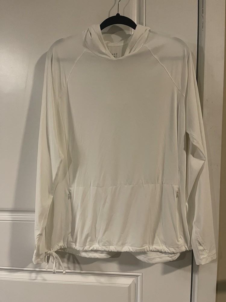 Title Nine Women’s Sunbuster Long Sleeve Lightweight Hoodie White Zip Pockets XL