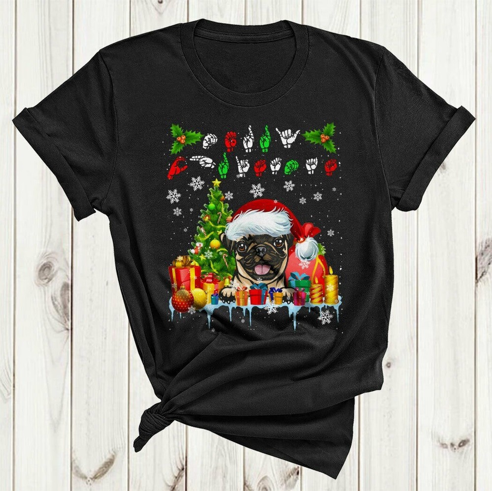 Merry Christmas Funny Christmas Xmas Santa Pug Dog T-Shirt