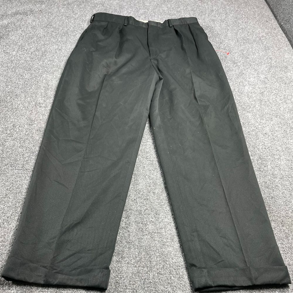 Men's Black Pleated Regular Fit Dress Pants Polyester W36 L30
