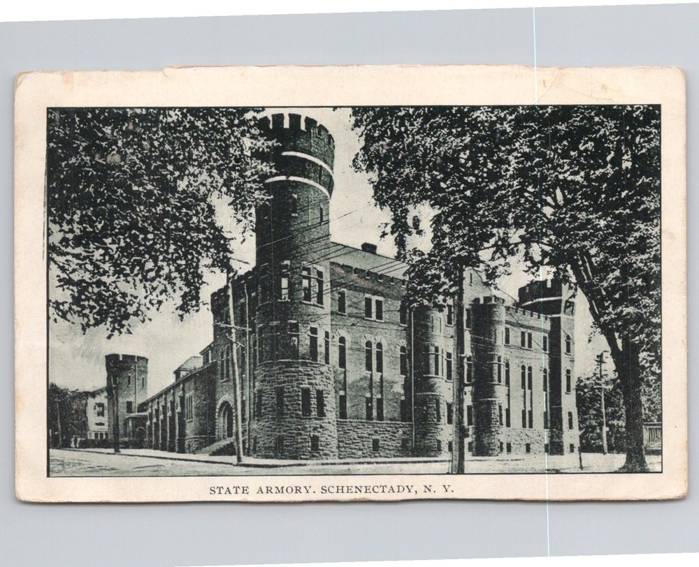 State Armory Schenectady NY 1910 Posted Postcard Castle-like Architecture