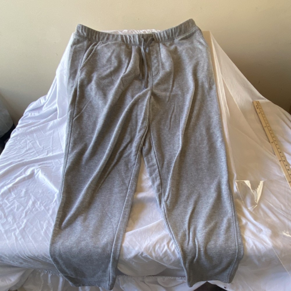 Eddie Bauer Men's XL Gray Lounge Pants Elastic Waist Drawstring Zip Pocket