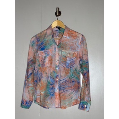LRL Ralph Lauren Jeans Co Swirl Print Button Shirt Y2K Cotton Womens S