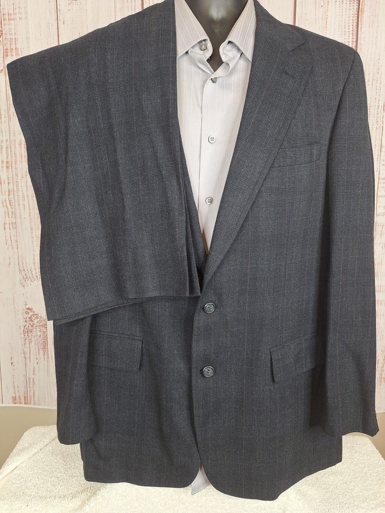 Cricketeer 2 piece Suit Mens 42R 36X30 Gray Plaid Wool USA Flaw