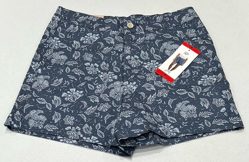 Jachs Girlfriend Women's Stretch Satin Chino Shorts, Blue, Size M