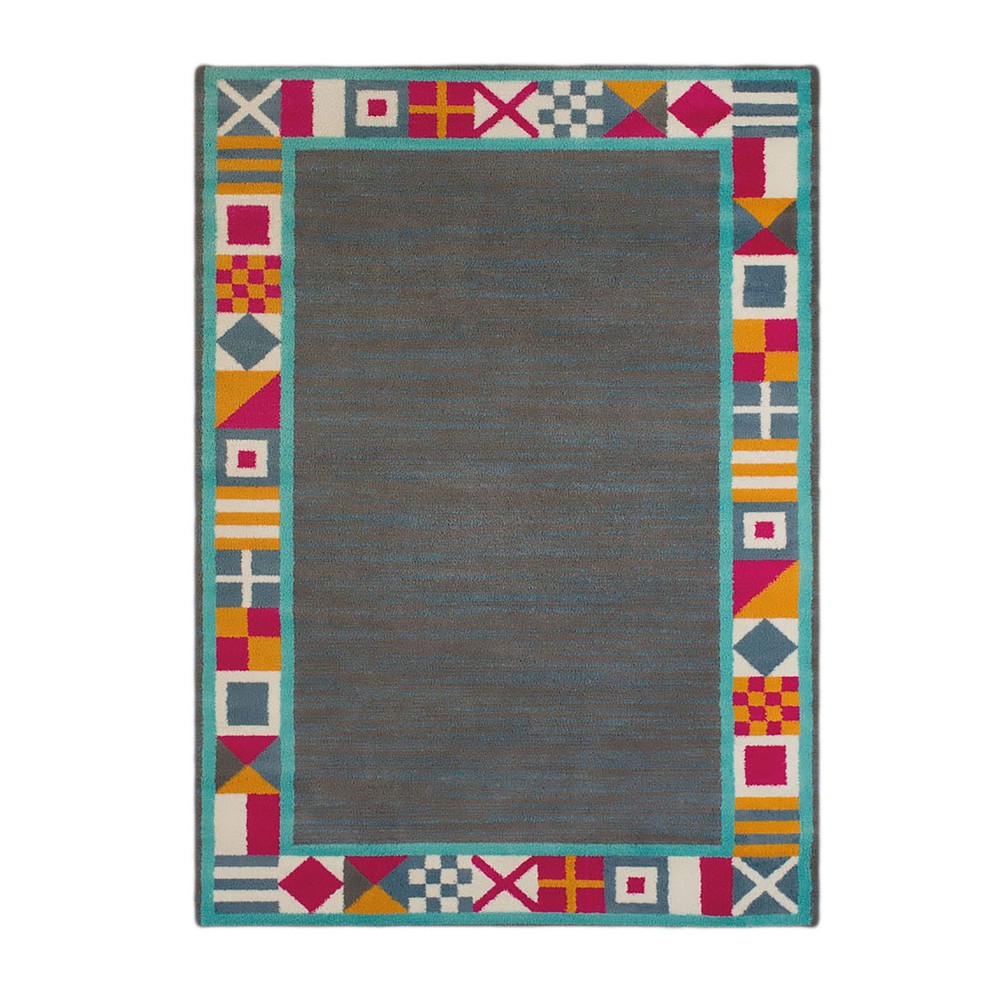 United Weavers Maritime Signal Border Rug Coastal Navy Design  