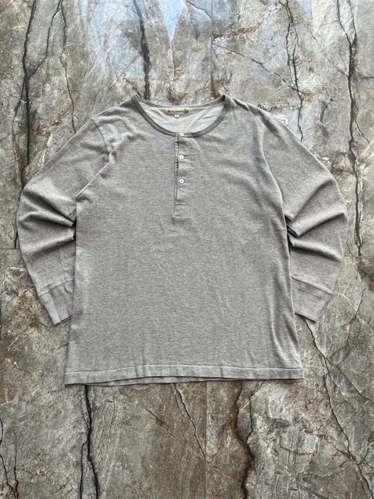 Merz b. Schwanen Henley Long Sleeve Size 6 L Grey Melange 100% Cotton Germany