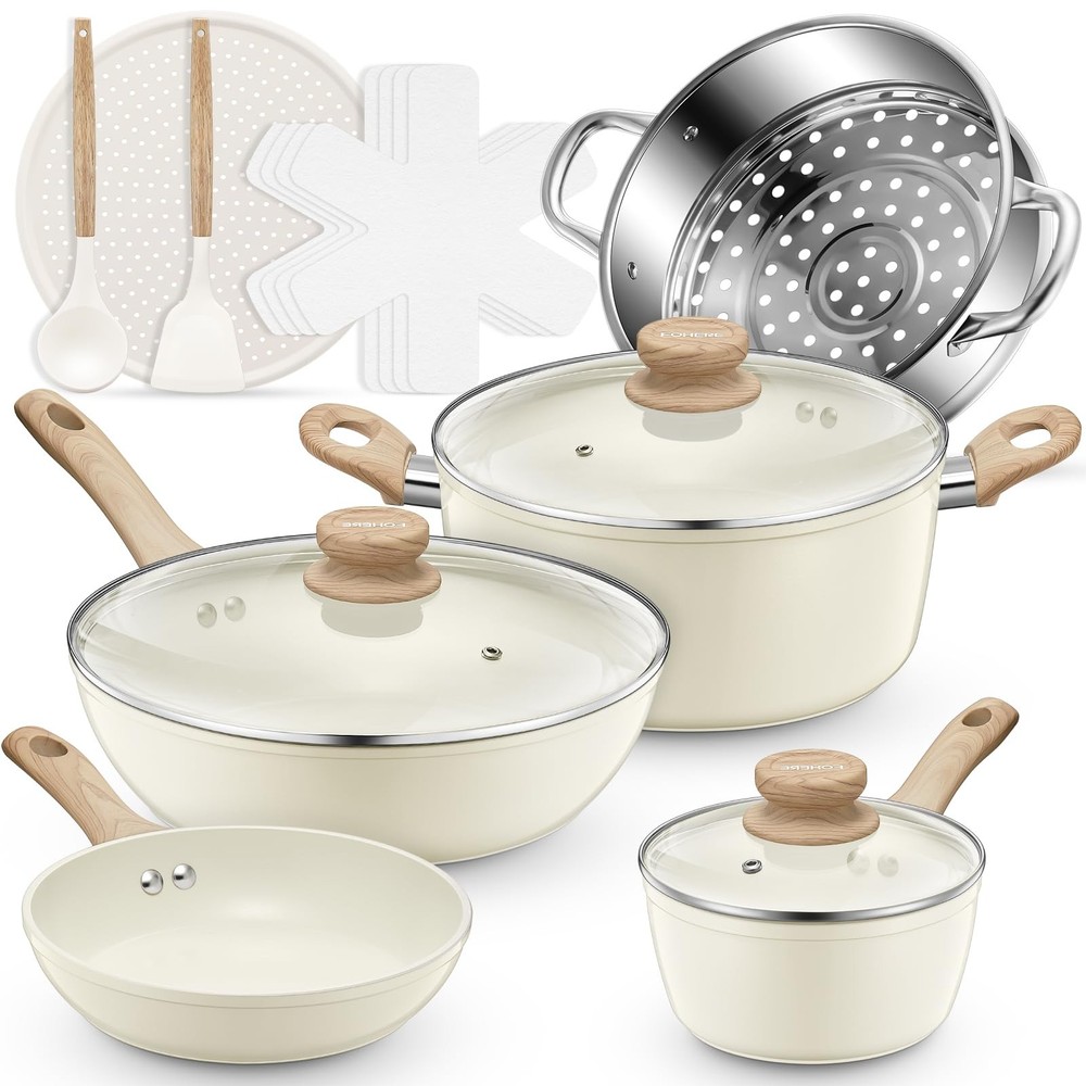 15-Piece Ceramic Non-Stick Cookware Set for Induction Kitchen