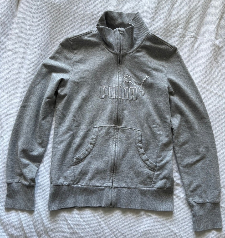 Puma Vintage Full Zip Hoodie Jacket Women's Size Small Gray