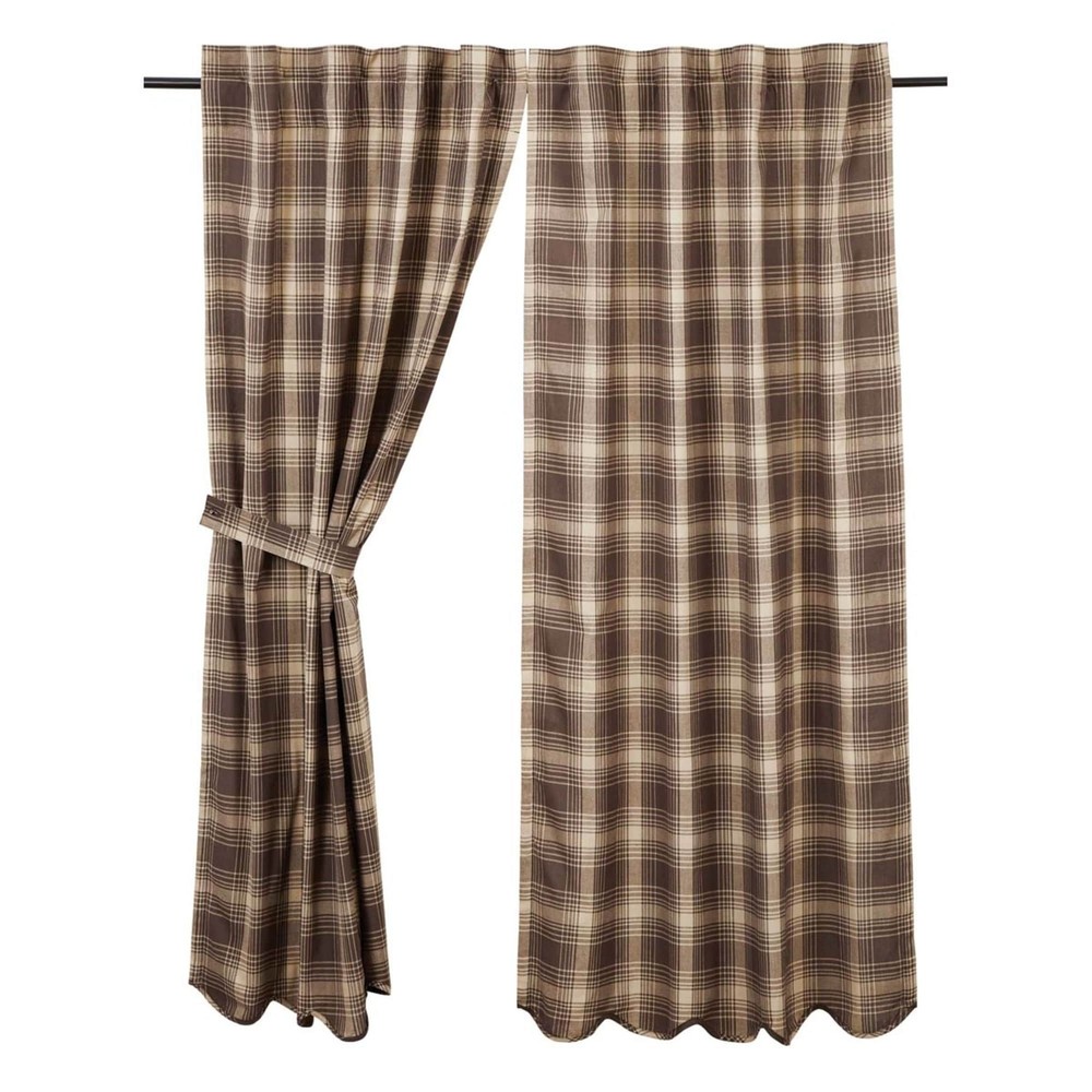 Dawson Star Scalloped Short Panel Set of 2 63x36 in Woodland Brown Khaki