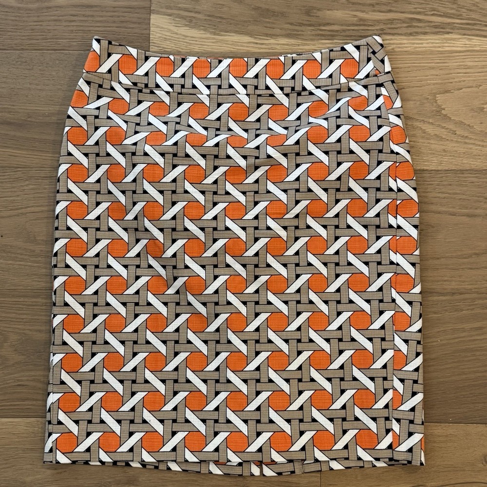 Banana Republic Skirt 8 Bold Retro Geometric Print Cotton Stretch Lined Mod