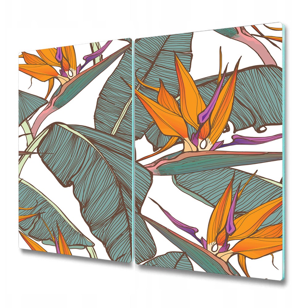 Tempered Glass Chopping Cutting Board Paradise Flowers Floral Tropical 2x30x52