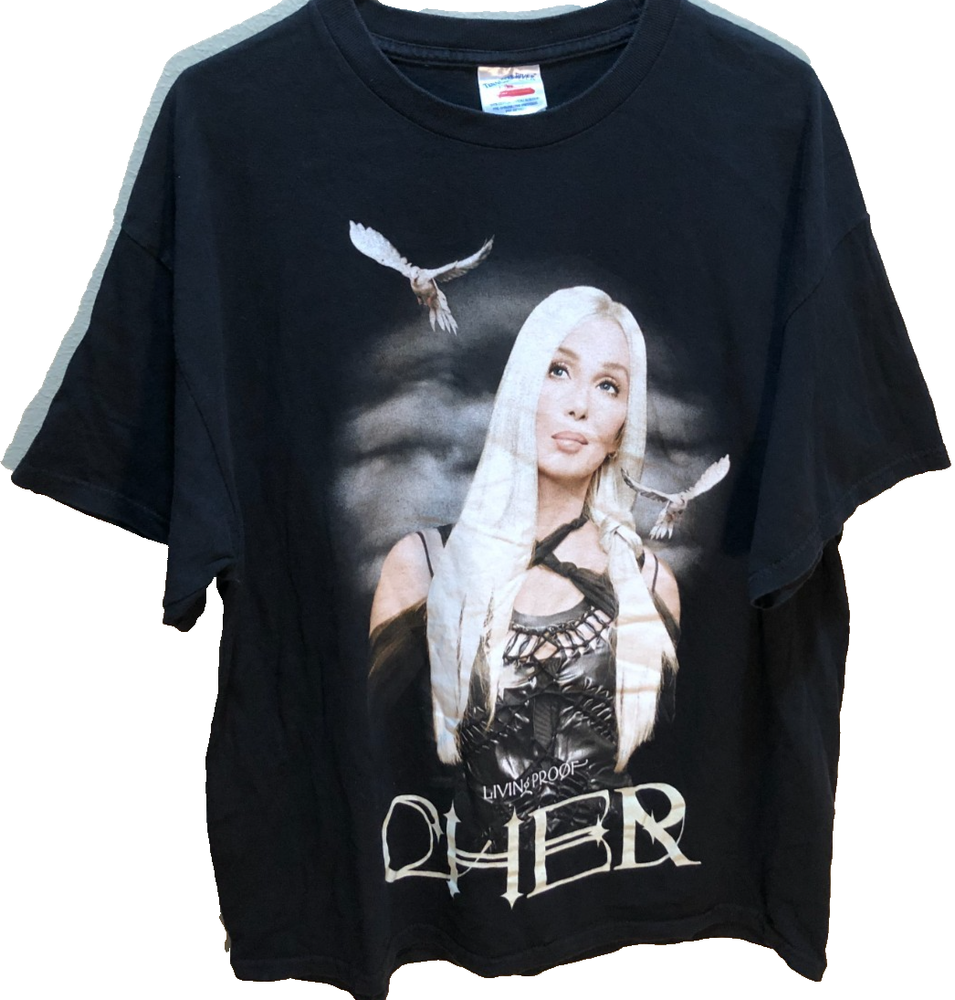 Cher Living Proof Vintage 2003 Farewell Tour Double-Sided Black T-Shirt XL