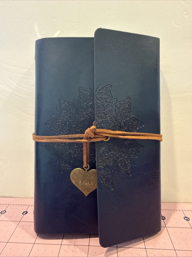 Leather Bound Journal w/Butterflies & Hearts Lined Paper Genuine Leather 7.5X5