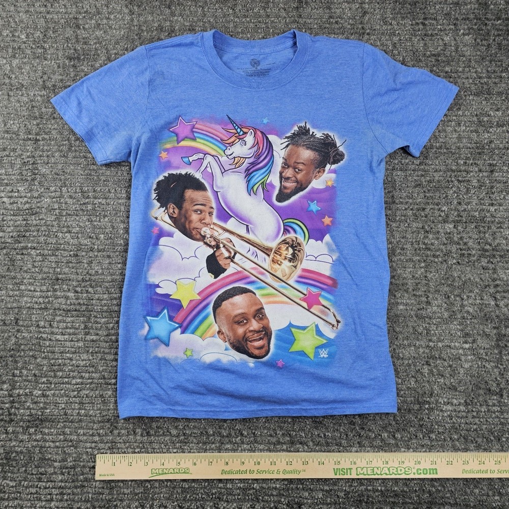 The New Day Rocks Unicorn Francesca Rainbow WWE Official Mens Size Small Blue