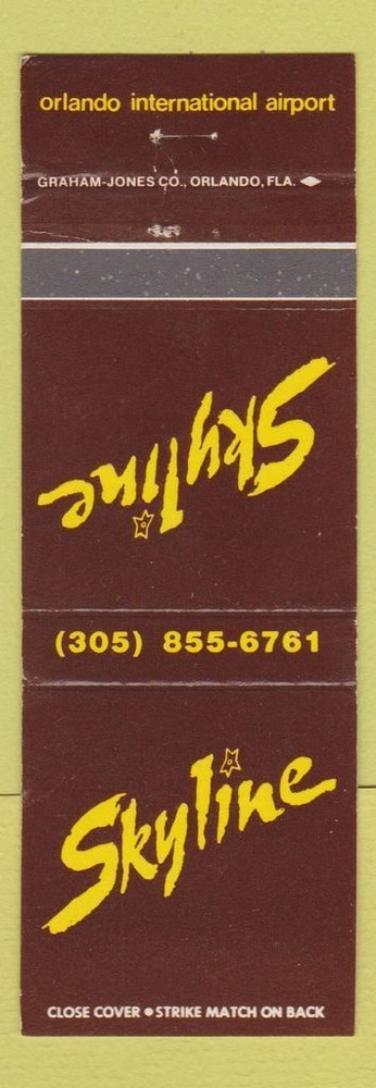 Matchbook Cover - Skyline Orlando FL International Airport