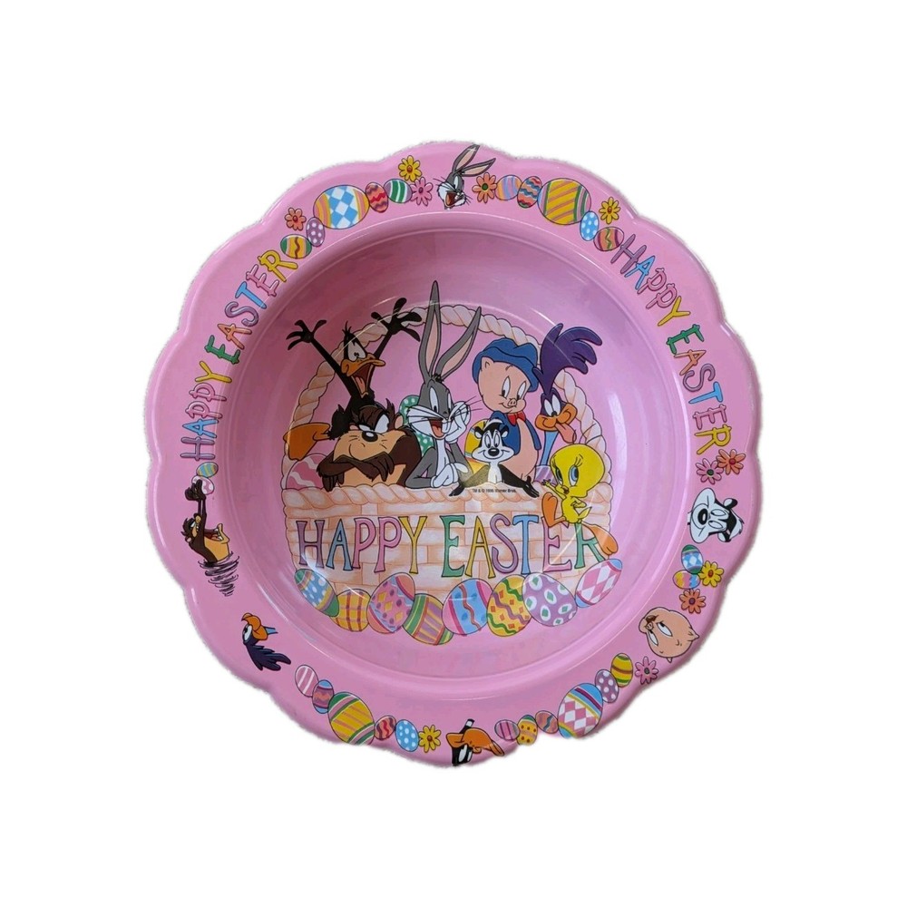 Vintage 1996 Warner Bros Looney Tunes Bugs Bunny Easter Pink Candy Bowl