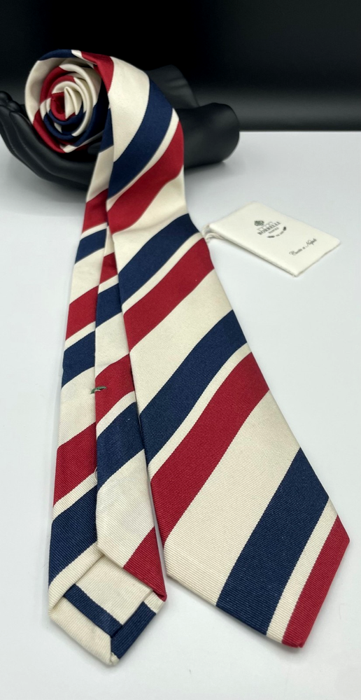 LUIGI BORRELLI Napoli Men's 100% Silk Tie ~ Red ~ Striped ~ Made in Italy!